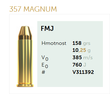 AMUNICJA PISTOLETOWA SELLIER&BELLOT S&B  357 Magnum FMJ 158 grs  10,25 g
